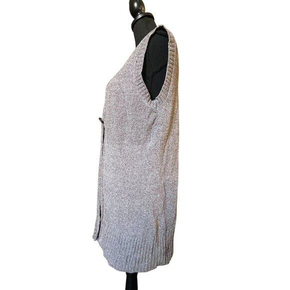 Gloria Vanderbilt Y2K knit duster vest one button brown v-neck 90's - Picture 5 of 10